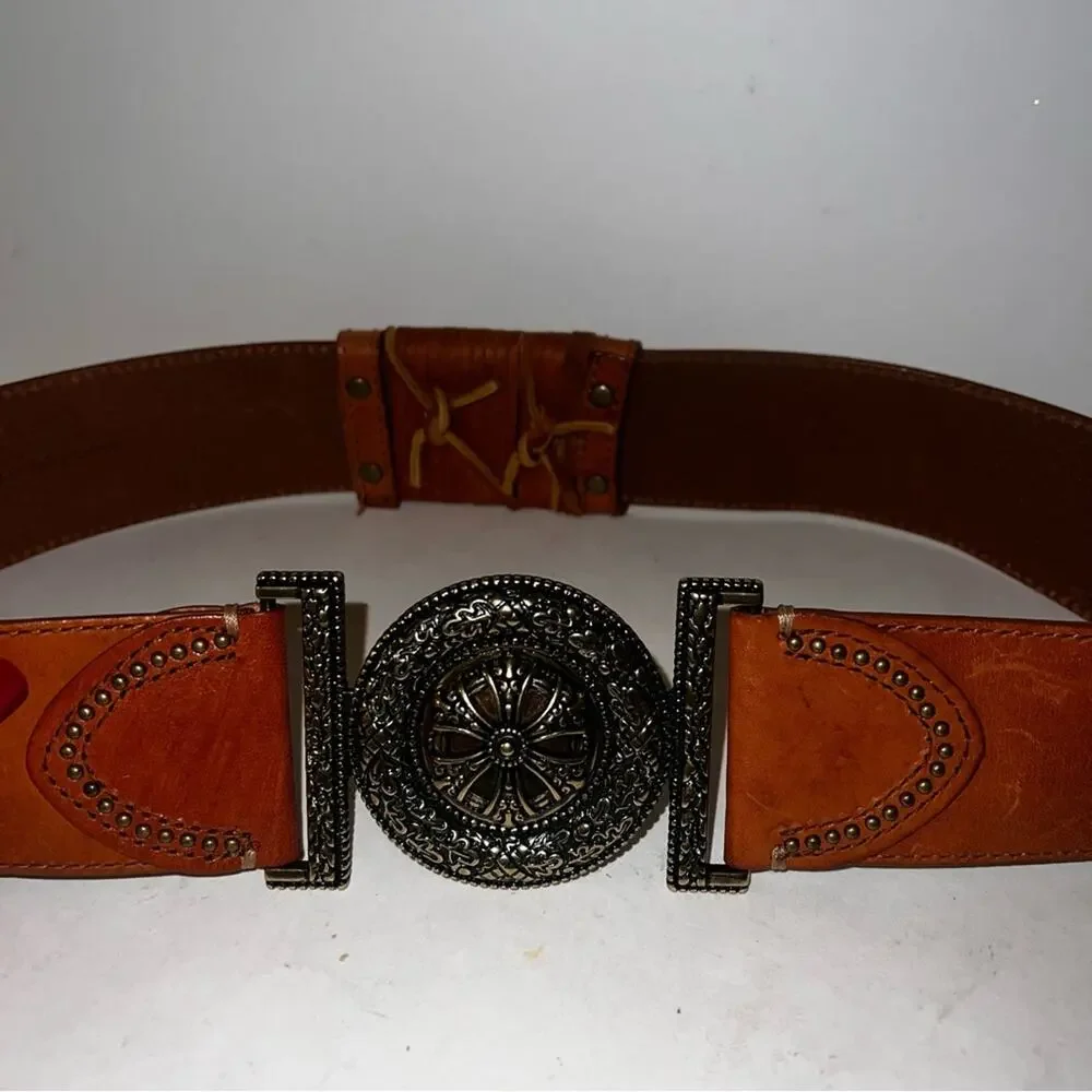 COLDWATER CREWK leather and brass detailed belt M